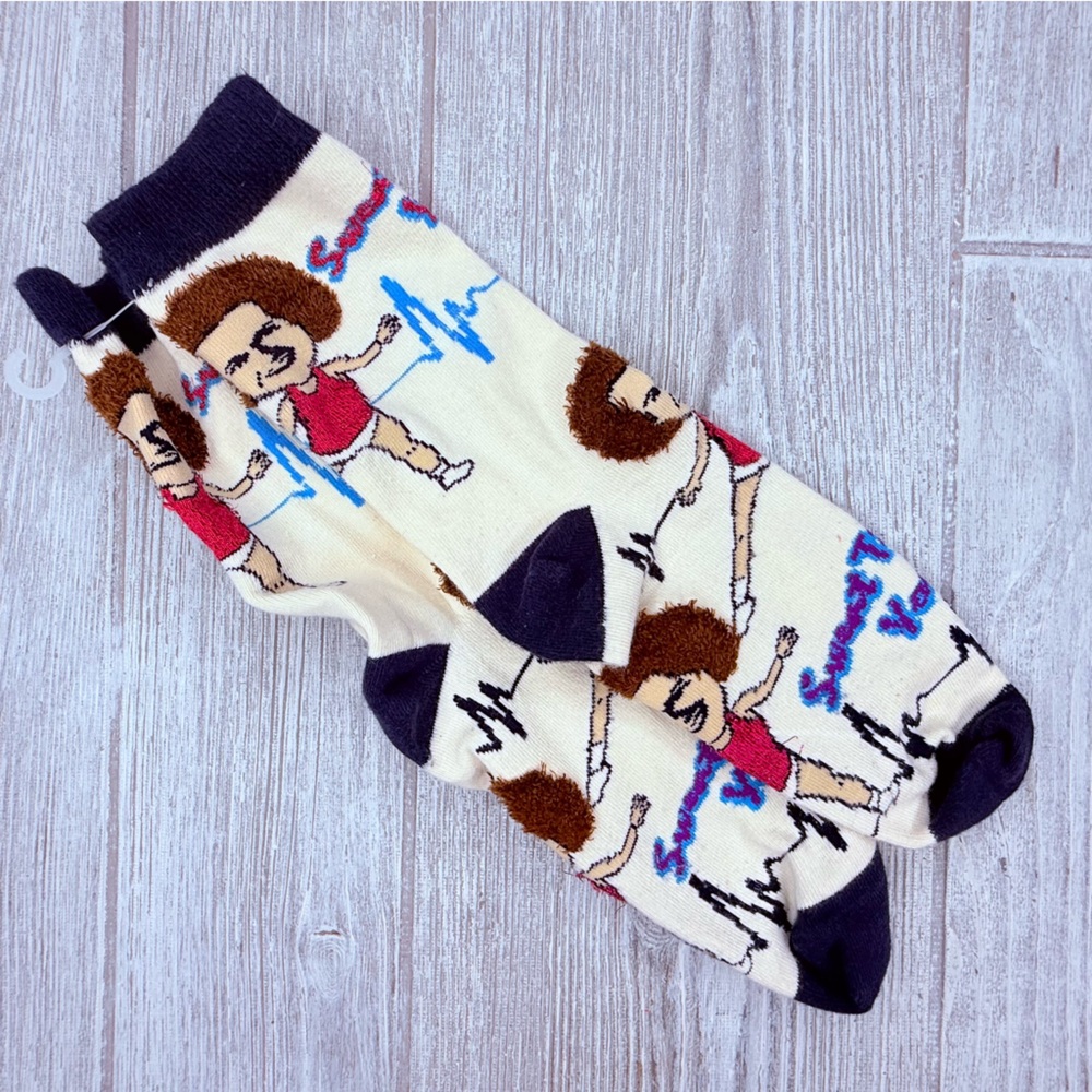 New Richard Simmons Sweat It Socks fluffy hair funny socks